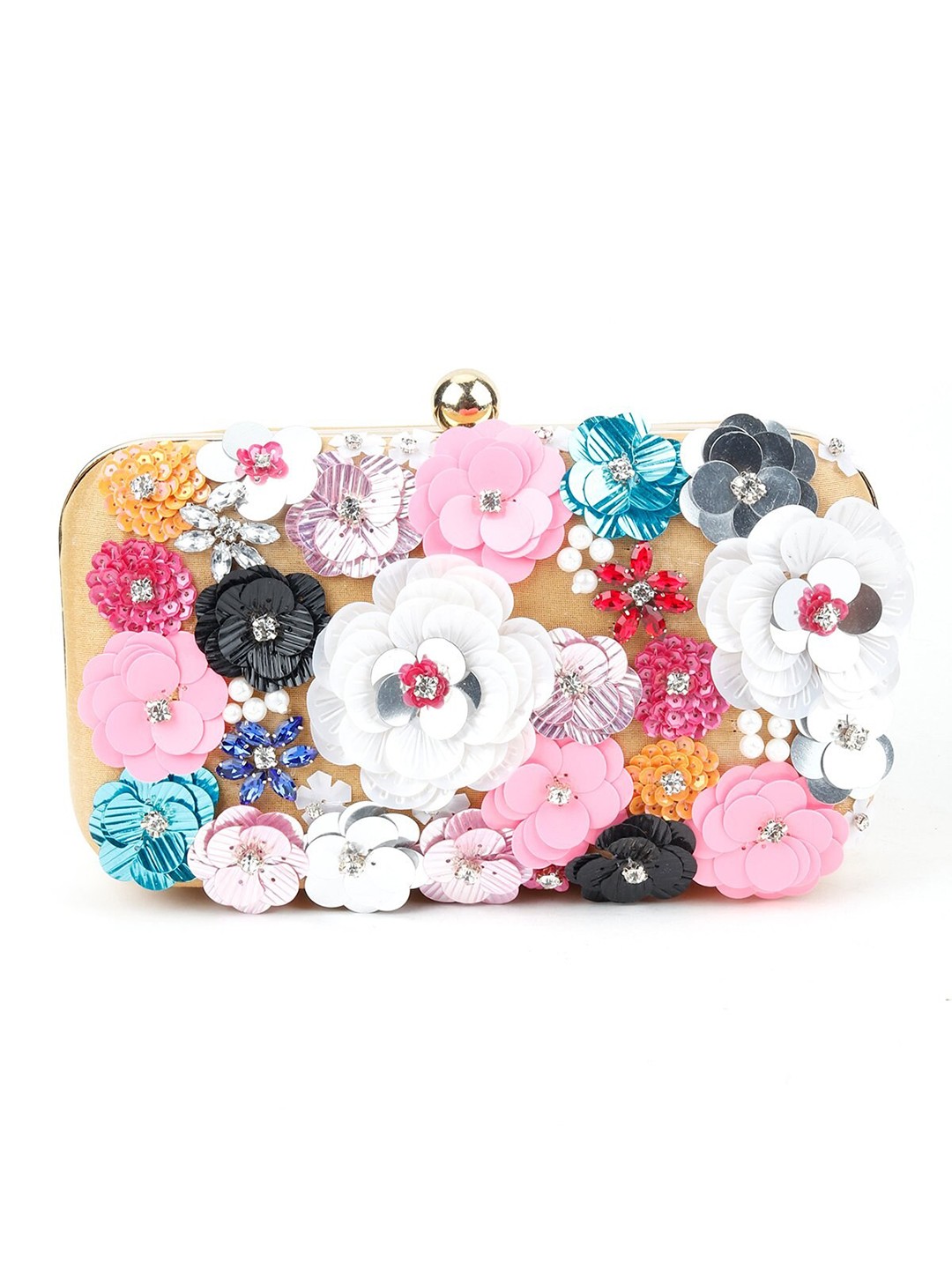 

ODETTE Multicoloured Embellished Box Clutch, Multi