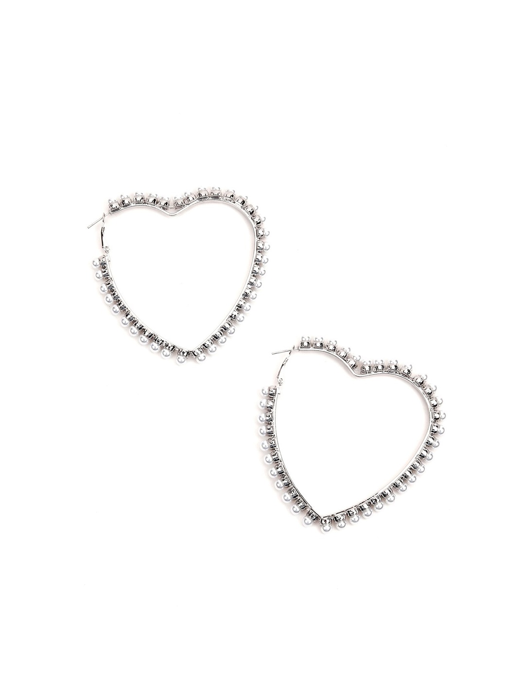 

ODETTE Silver-Toned Heart Shaped Hoop Earrings