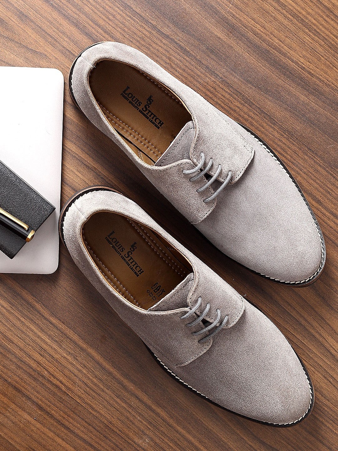

LOUIS STITCH Men Grey Suede Derbys