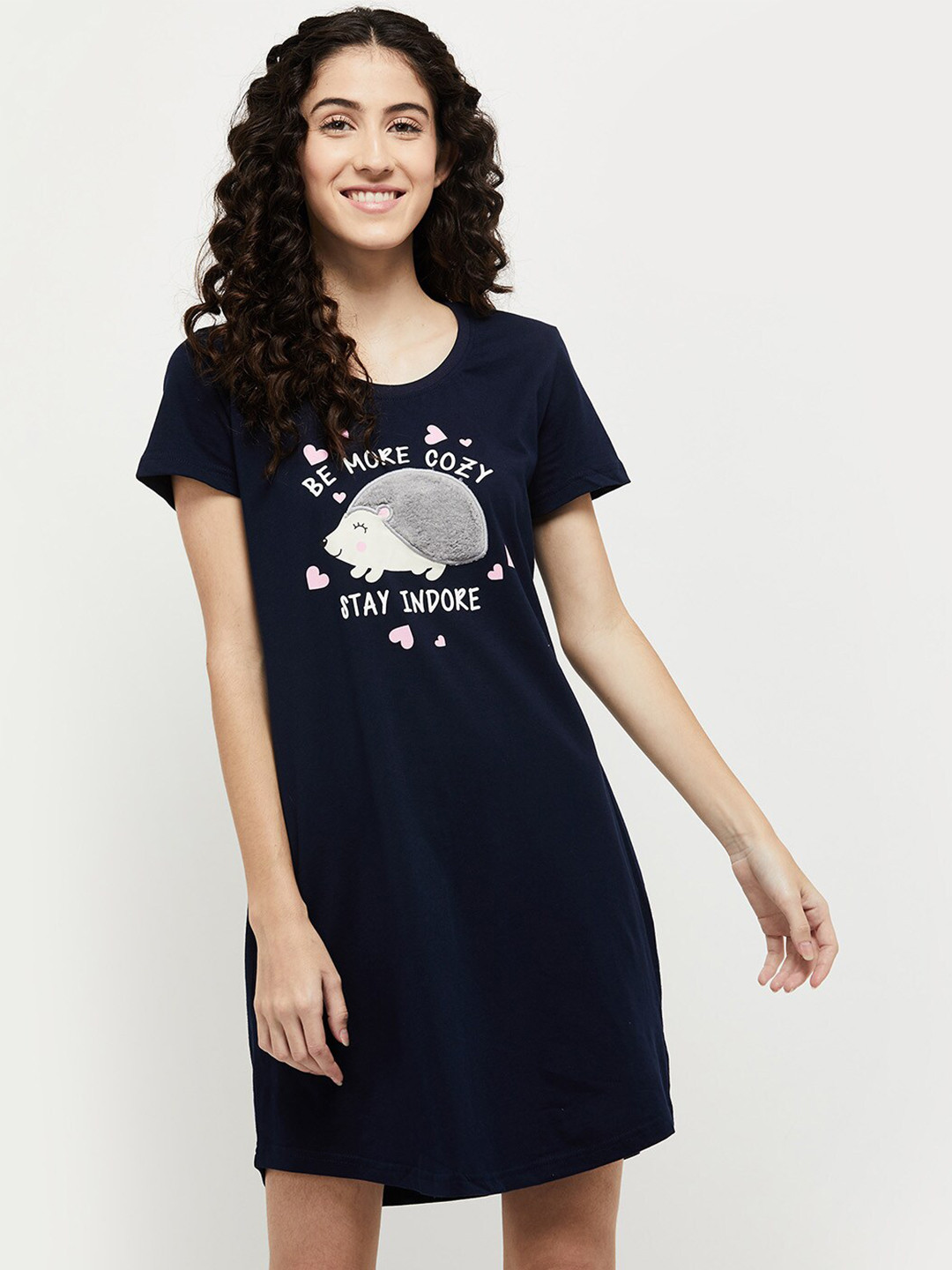 

max Blue Printed Pure Cotton Nightdress