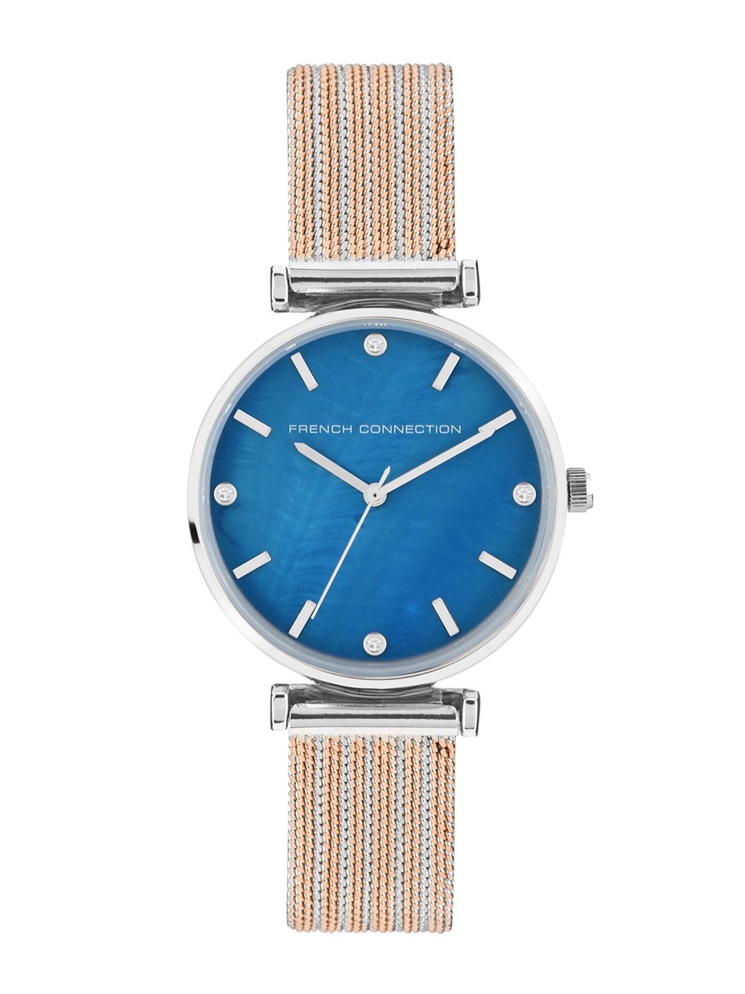 

French Connection Women Blue Embellished Dial Stainless Steel Watch FC24URGM