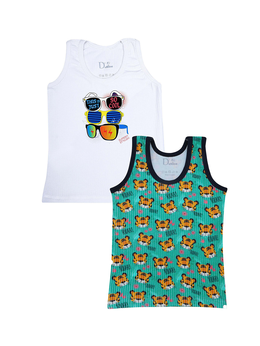 

DChica Boys Set Of 2 Cotton Thermal Vests, Green