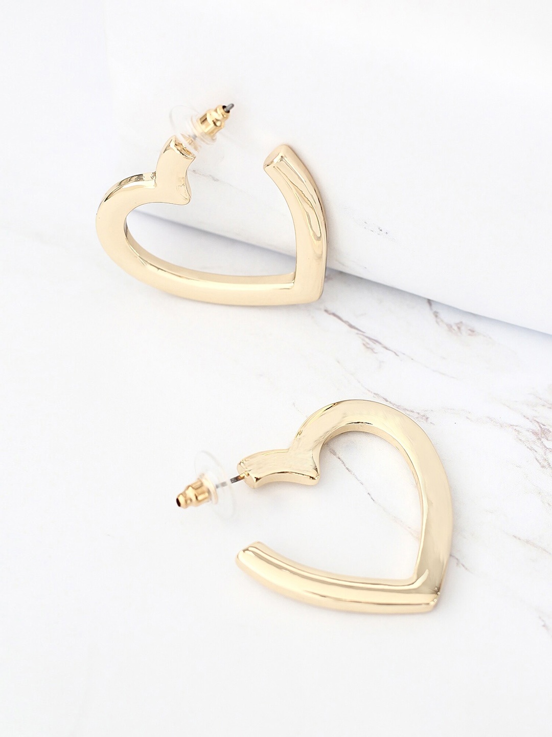 

Bellofox Gold-Toned Heart Shaped Hoop Earrings