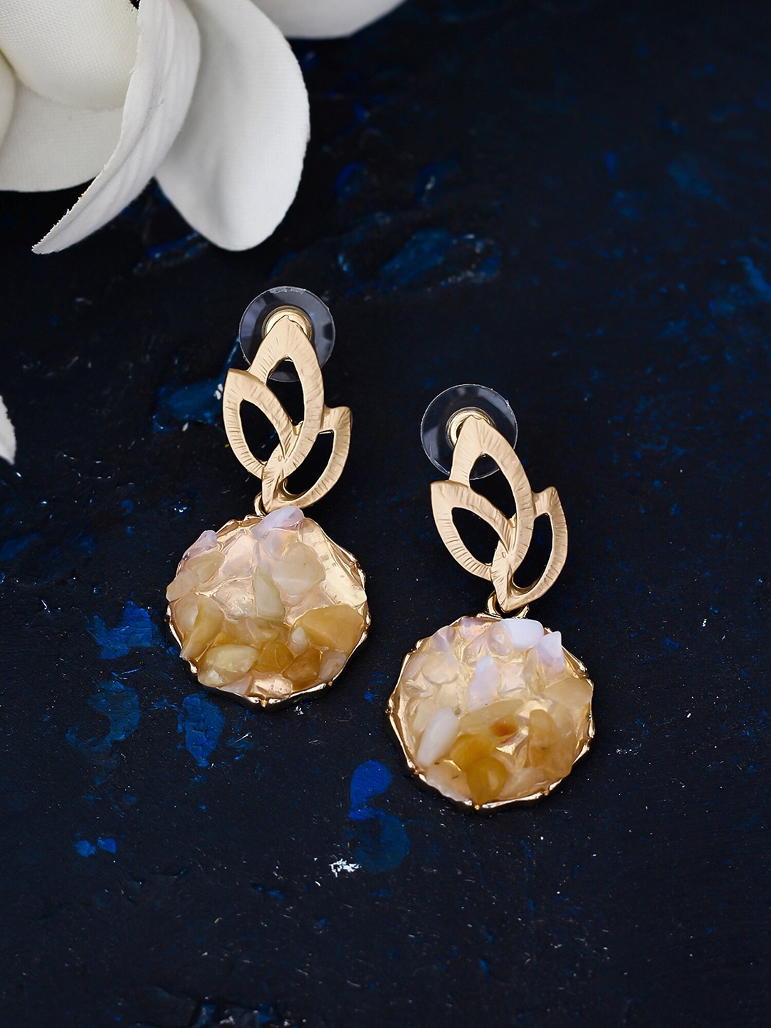 

Bellofox Gold-Plated & Brown Contemporary Drop Earrings