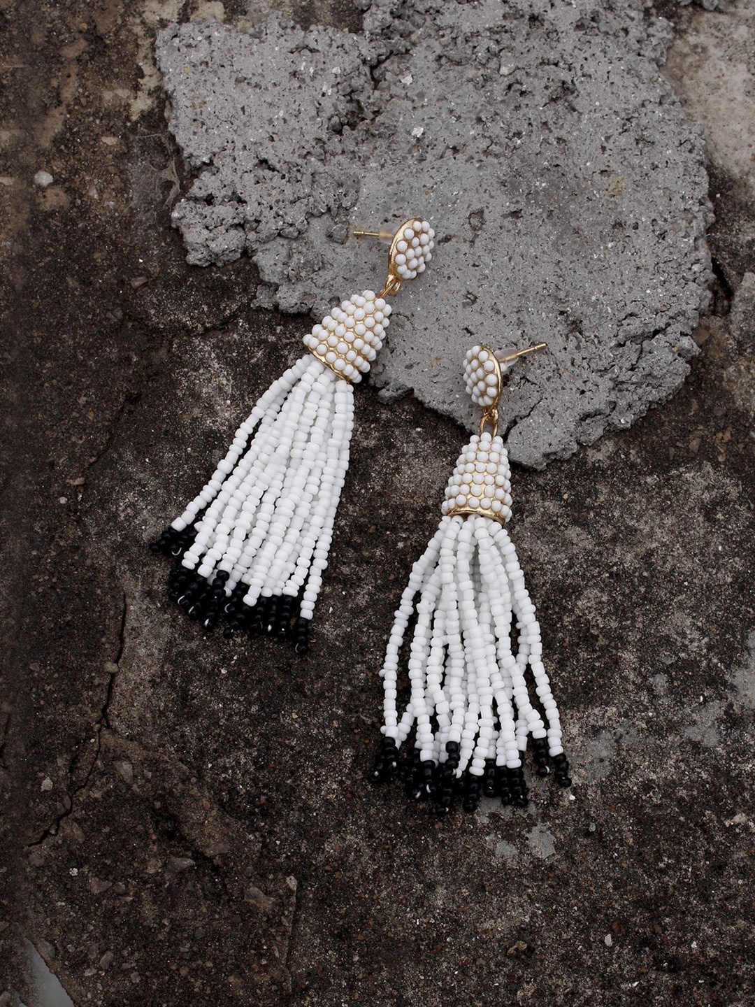 

Bellofox White & Black Tasselled Drop Earrings