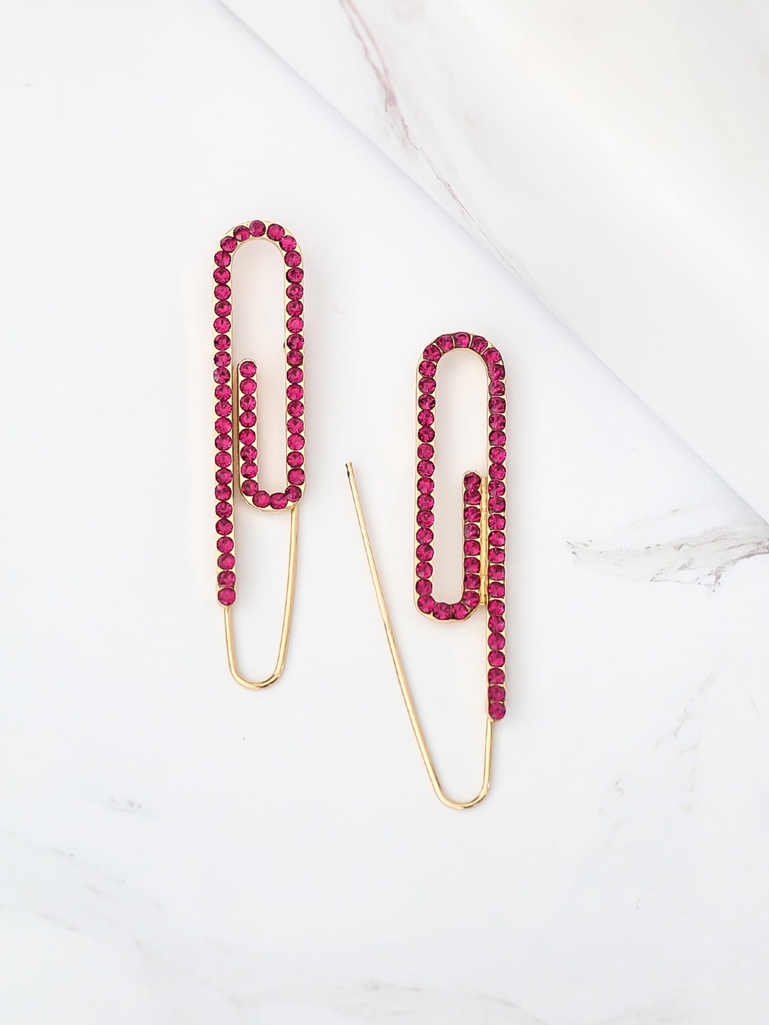 

Bellofox Gold-Plated Pink & Gold-Toned Quirky Drop Earrings
