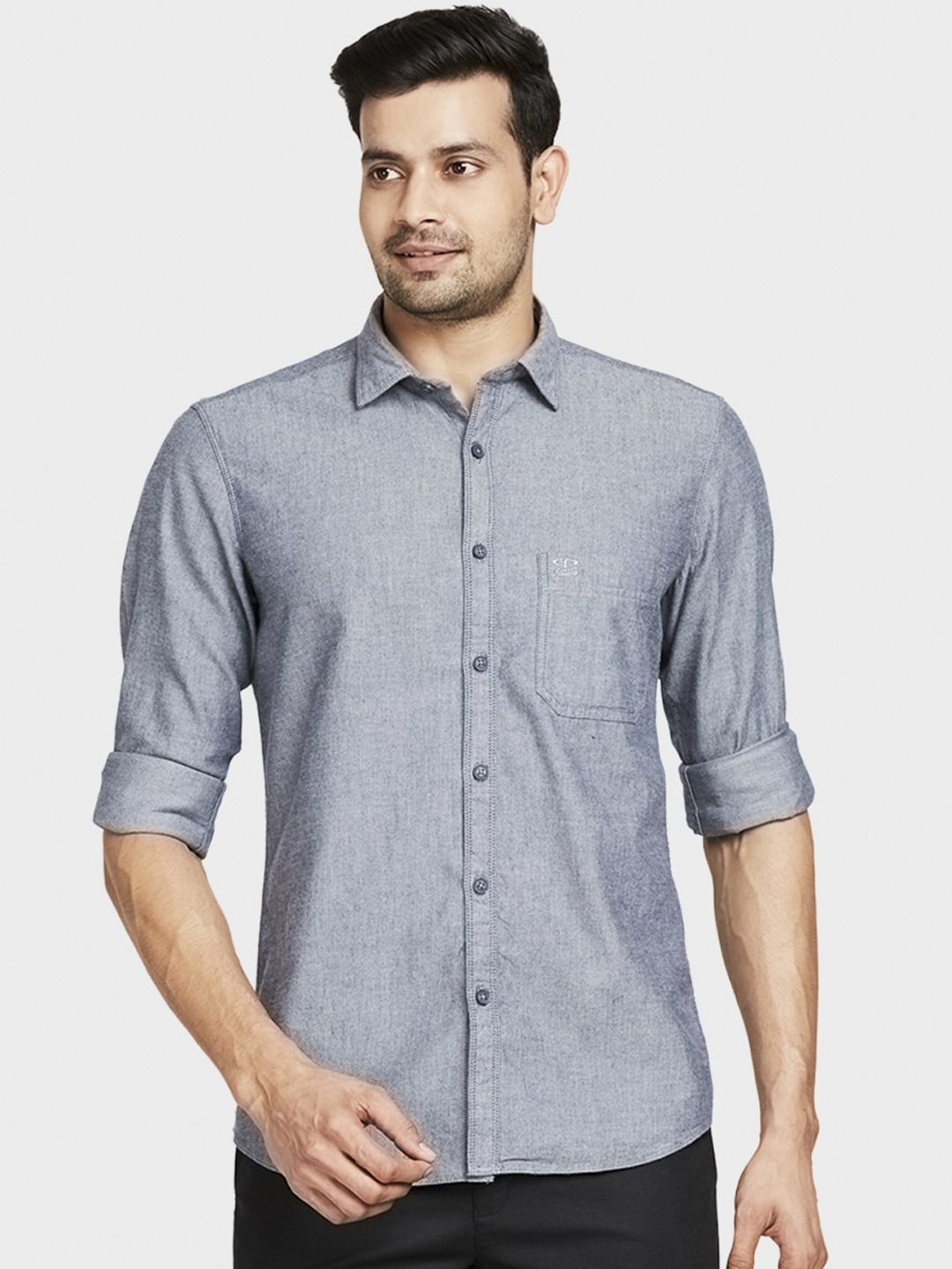 

ColorPlus Men Blue Tailored Fit Opaque Casual Shirt