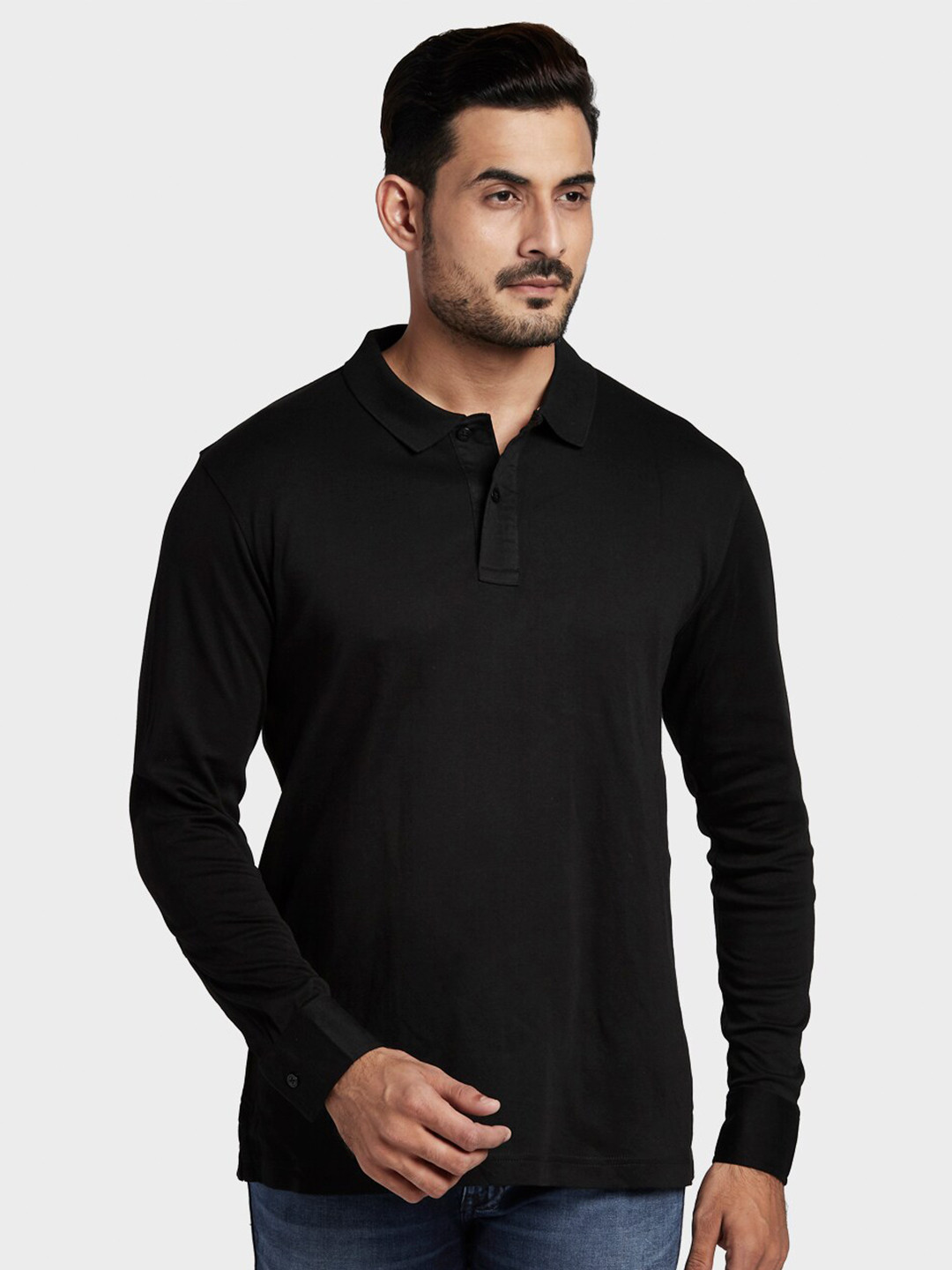 

ColorPlus Men Black Polo Collar Pockets T-shirt