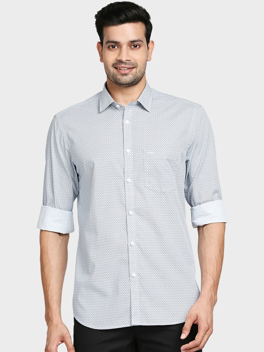 

ColorPlus Men Blue Tailored Fit Opaque Printed Casual Shirt