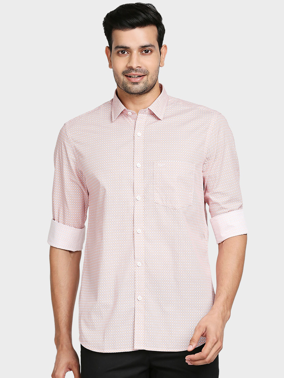 

ColorPlus Men Red Tailored Fit Opaque Printed Casual Shirt