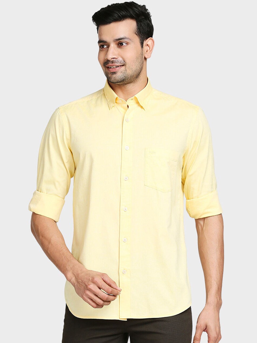 

ColorPlus Men Yellow Tailored Fit Opaque Casual Shirt