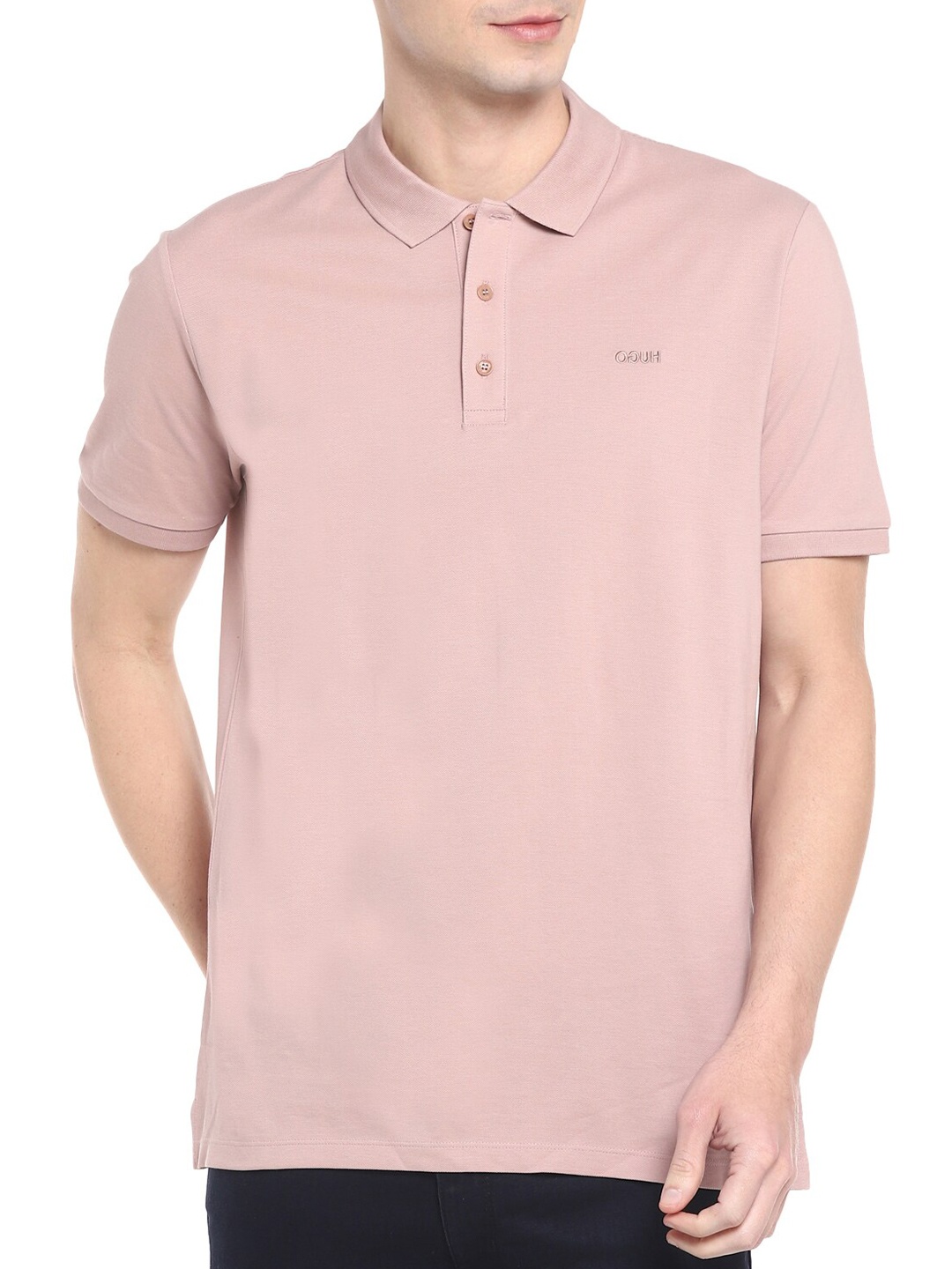 

HUGO Men Purple Polo Collar T-shirt