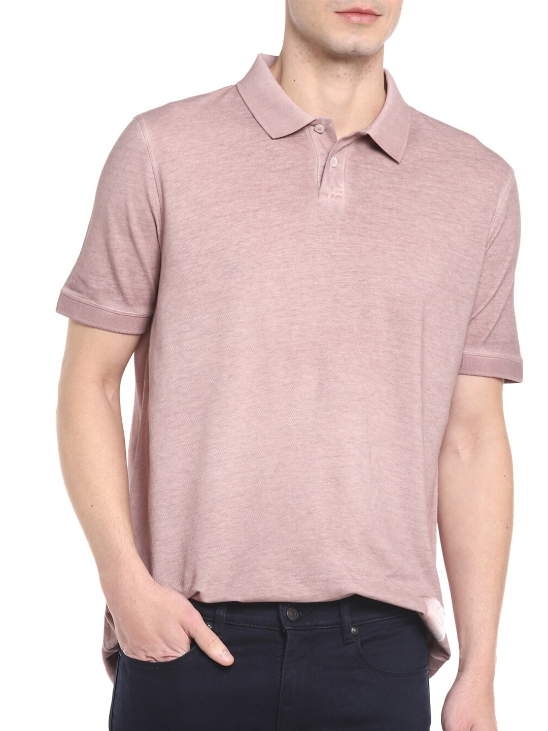 

HUGO Men Purple Polo Collar Applique T-shirt