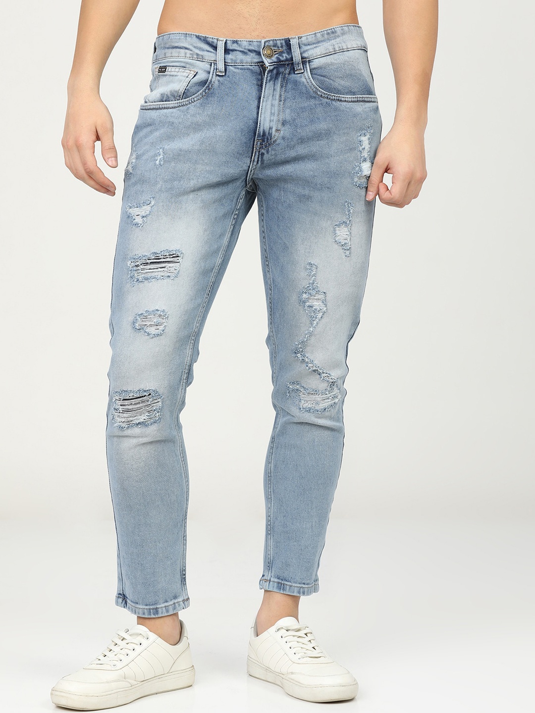 

HIGHLANDER Men Blue Tapered Fit Distressed Heavy Fade Stretchable Jeans