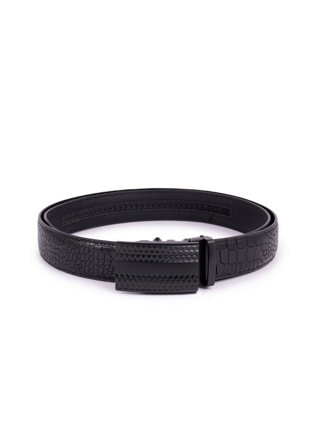 

BANGE Men Black Textured Leather Belt