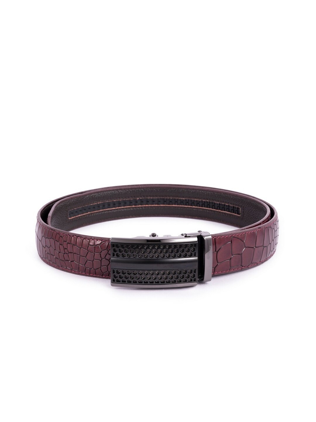 

BANGE Men Red Textured Leather Belt