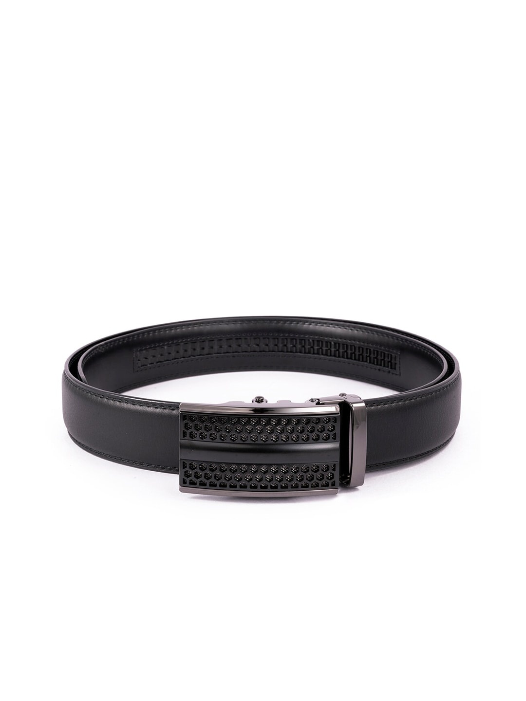 

BANGE Men Black Textured Leather Formal Belt