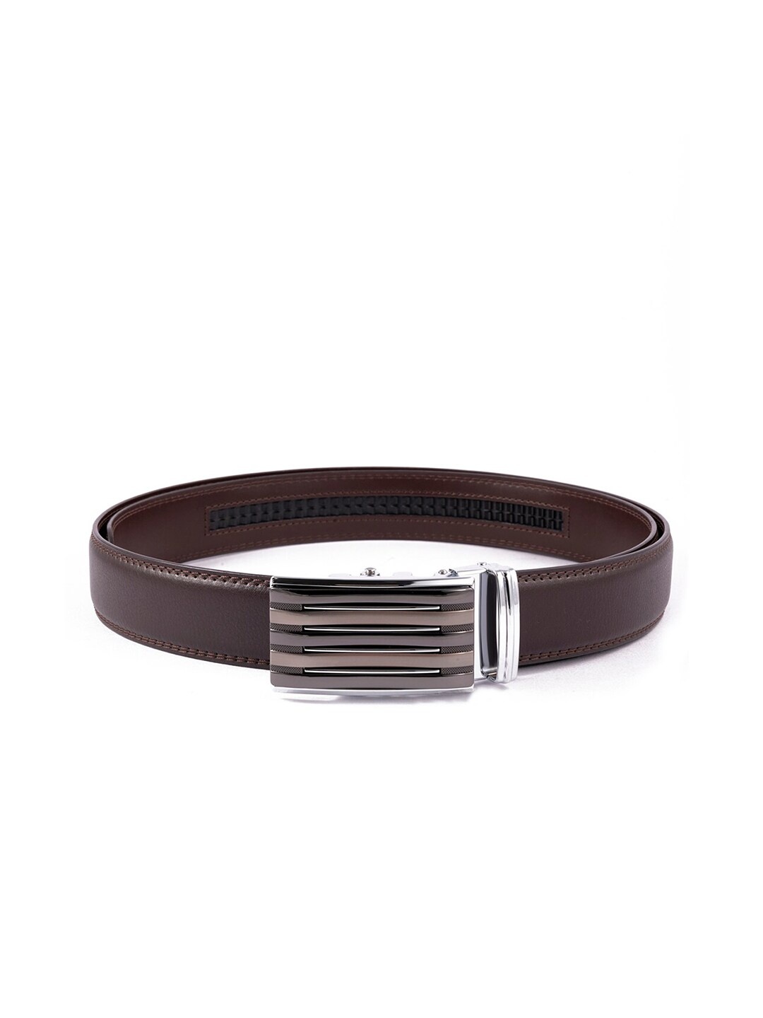 

BANGE Men Brown Textured Leather Belt