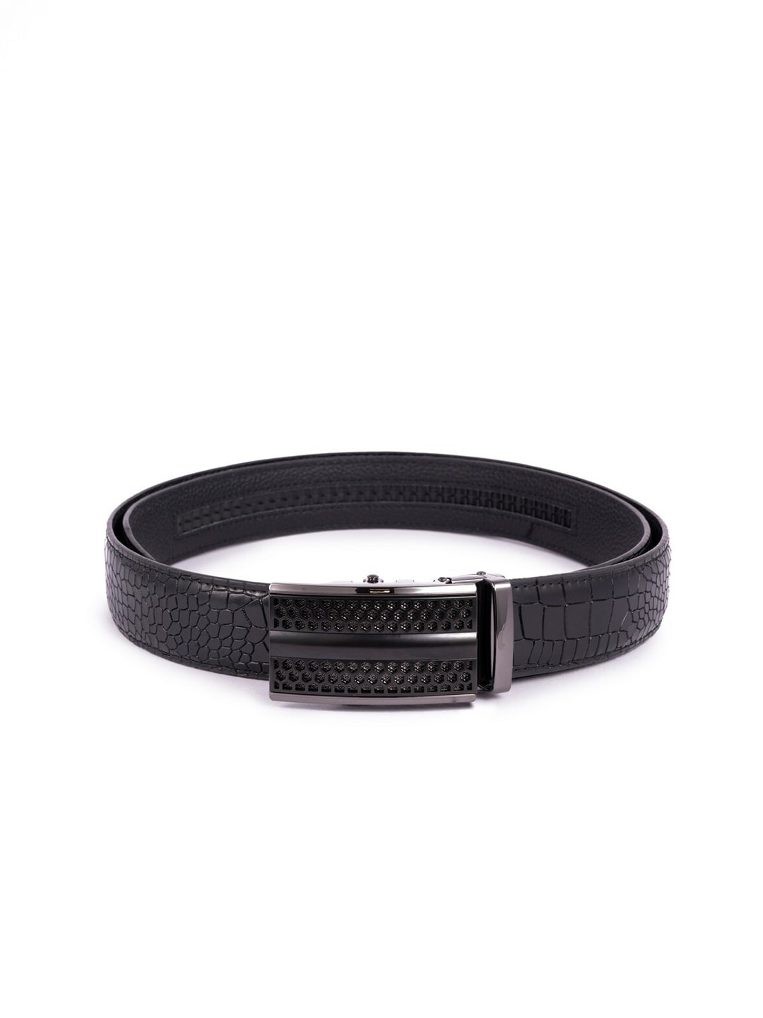 

BANGE Men Black Textured Leather Formal Belt