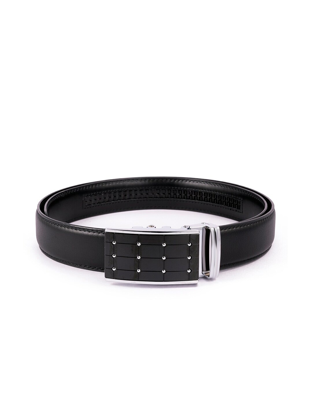 

BANGE Men Black Textured Leather Formal Belt