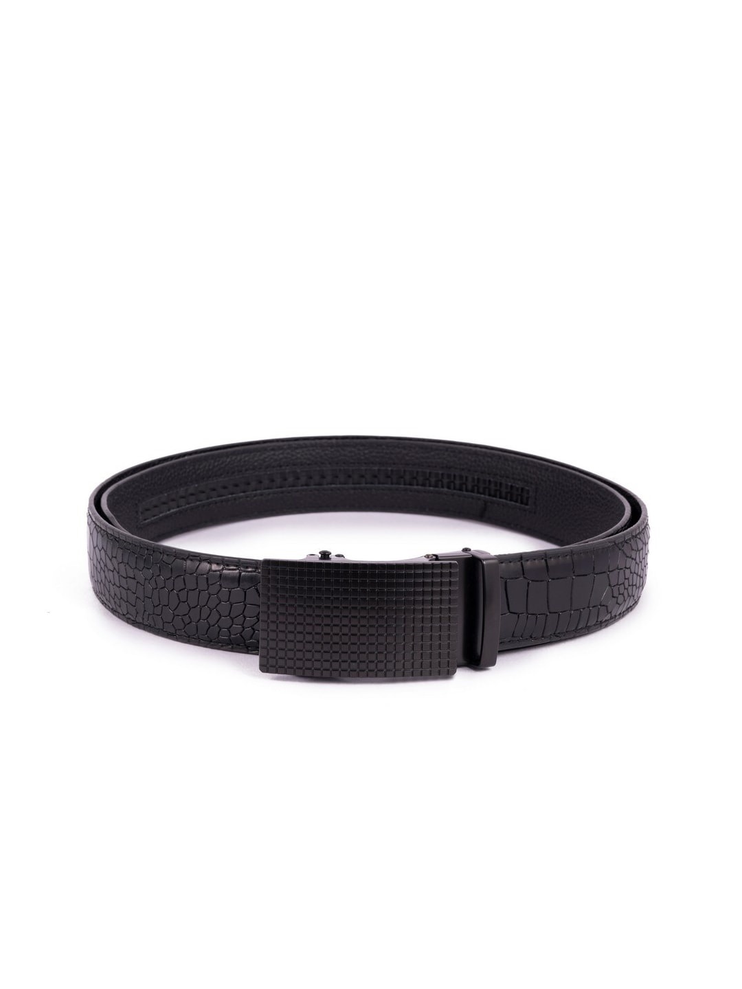 

BANGE Men Black Textured Leather Belt
