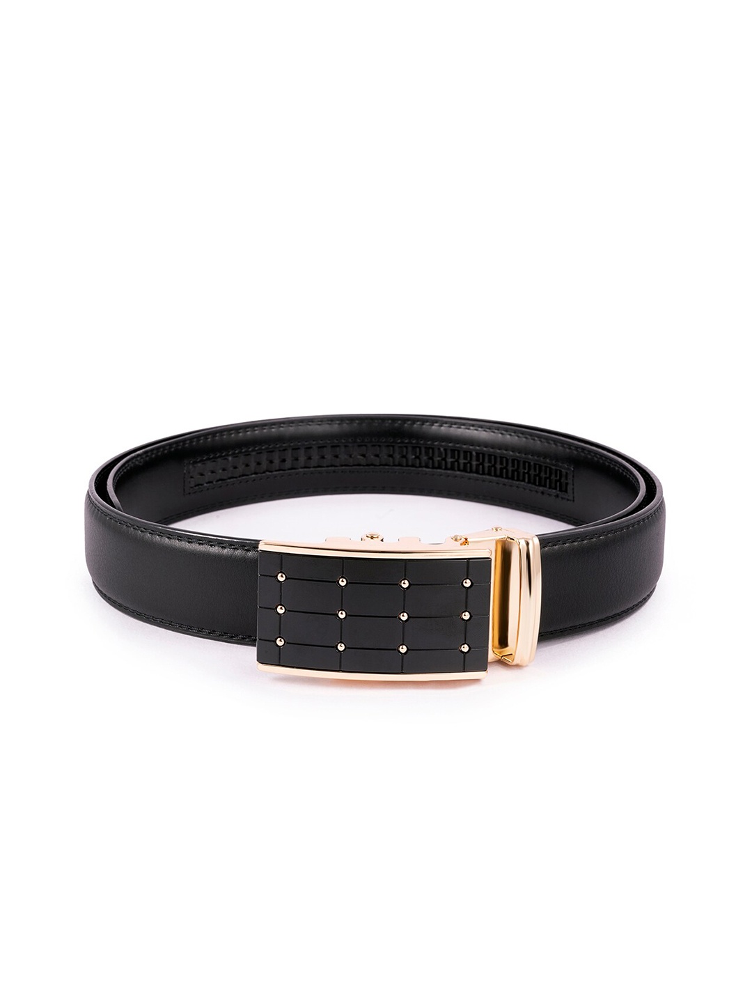 

BANGE Men Black Textured Leather Belt