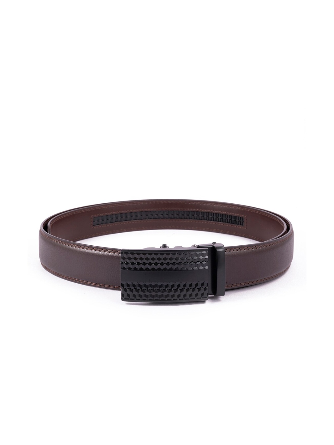 

BANGE Men Brown Textured Leather Formal Belt