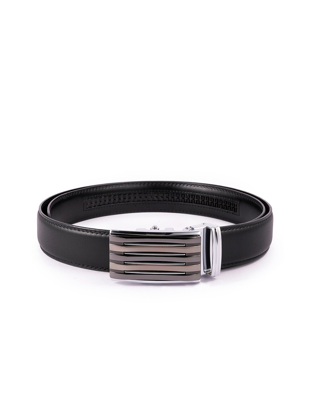 

BANGE Men Black Textured Leather Autolock Belt