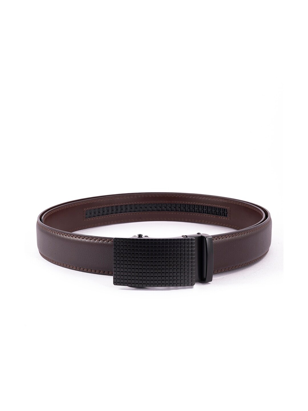 

BANGE Men Brown Textured Leather Formal Belt