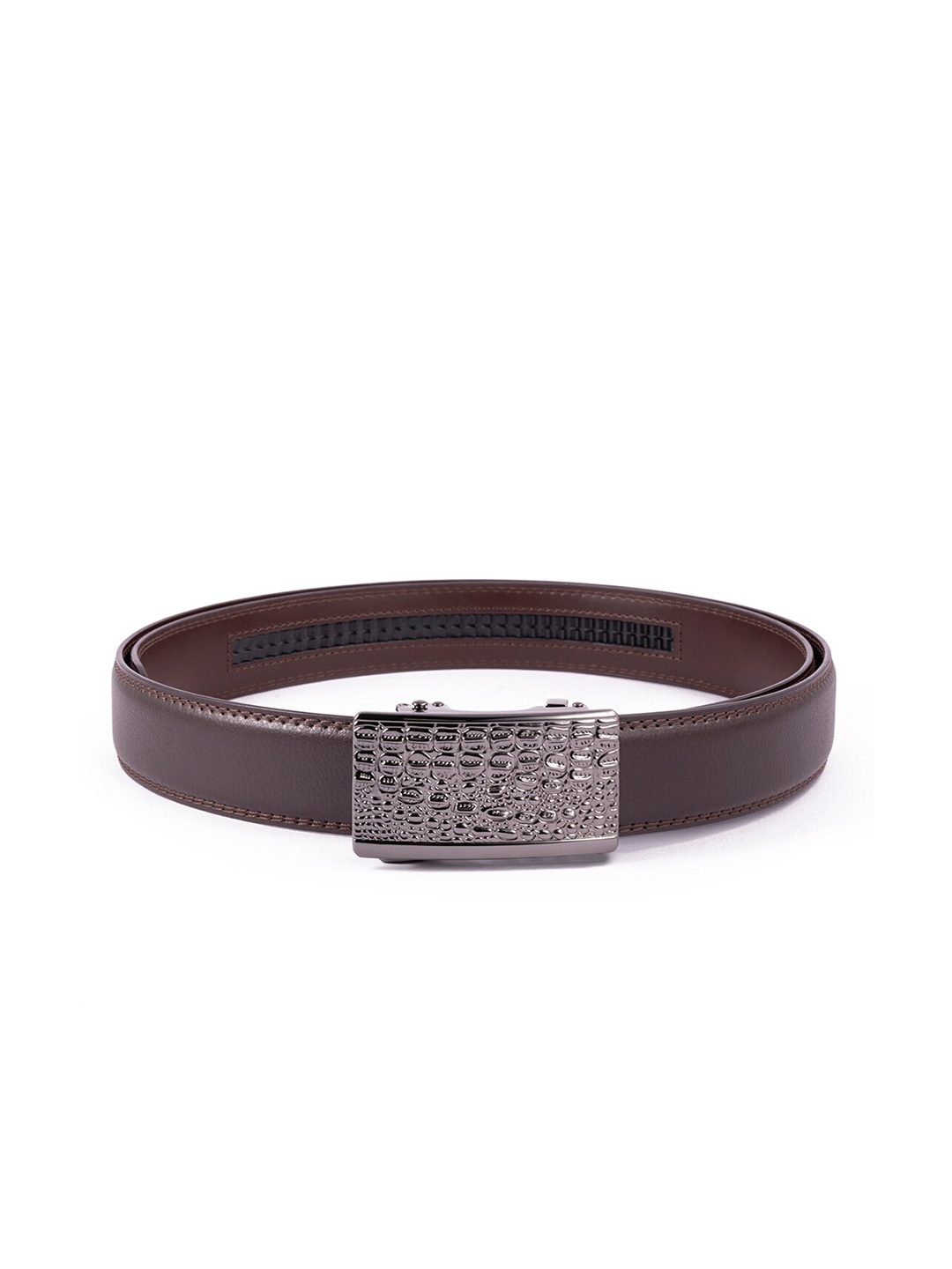 

BANGE Men Brown Textured Leather Formal Belt