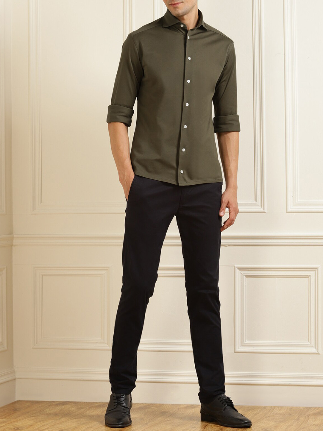 

Eton Men Green Opaque Casual Shirt
