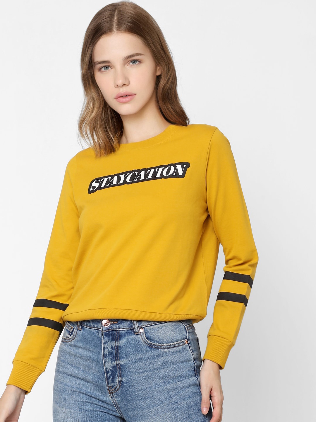 

ONLY Women Mustard Printed Sweatshirt