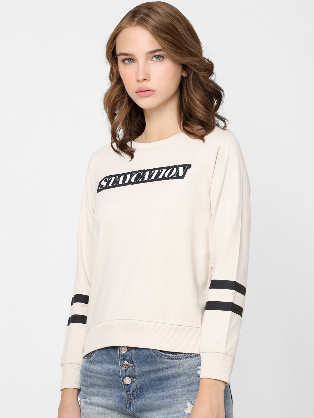 

ONLY Women Beige Printed Sweatshirt