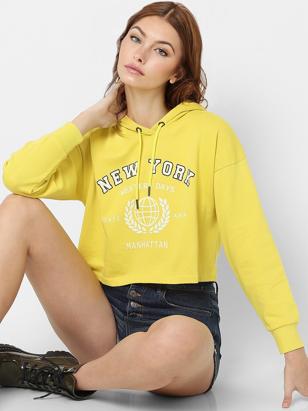 

ONLY Women Green Printed Sweatshirt