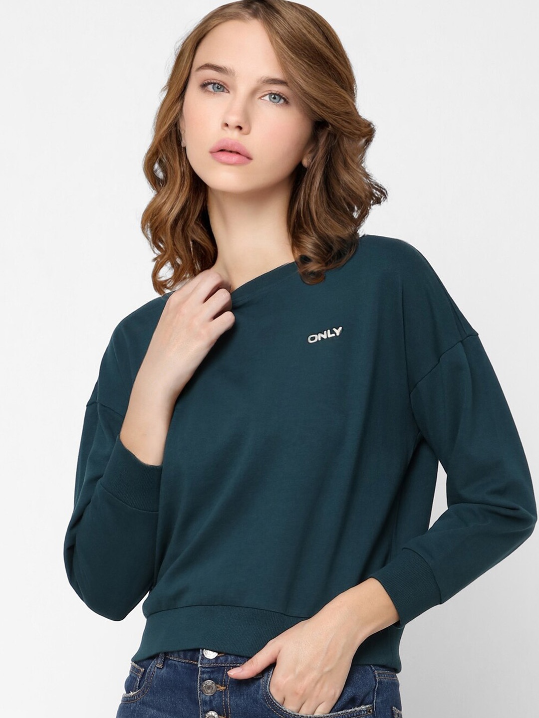 

ONLY Women Green Sweatshirt