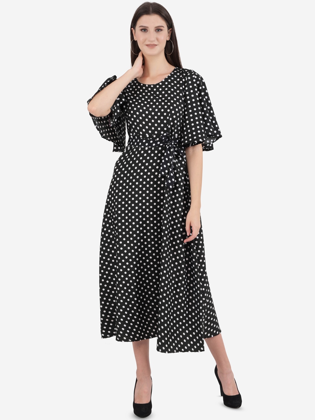 

Ashnaina Black & White Crepe Midi Dress