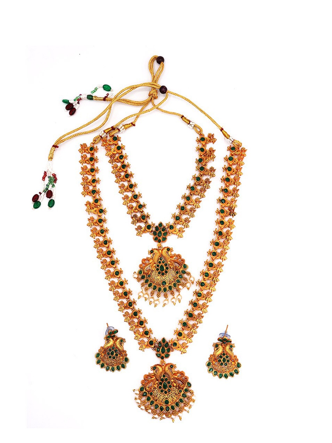 

Mirraw Gold-Plated & Green Alloy Antique Jewellery Set