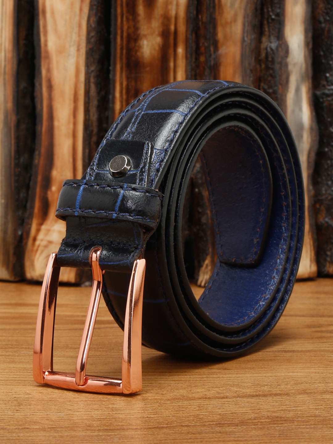 LOUIS STITCH Men Premium Leather Casual Belt, Blue