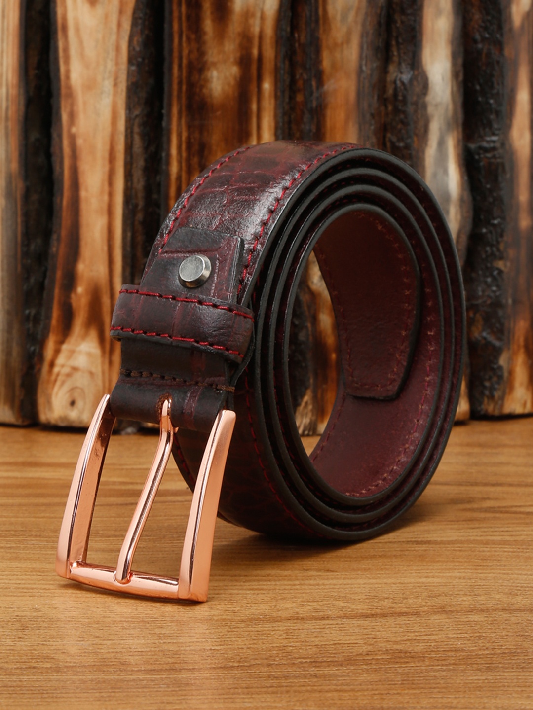 

LOUIS STITCH Men Premium Leather Casual Belt, Red