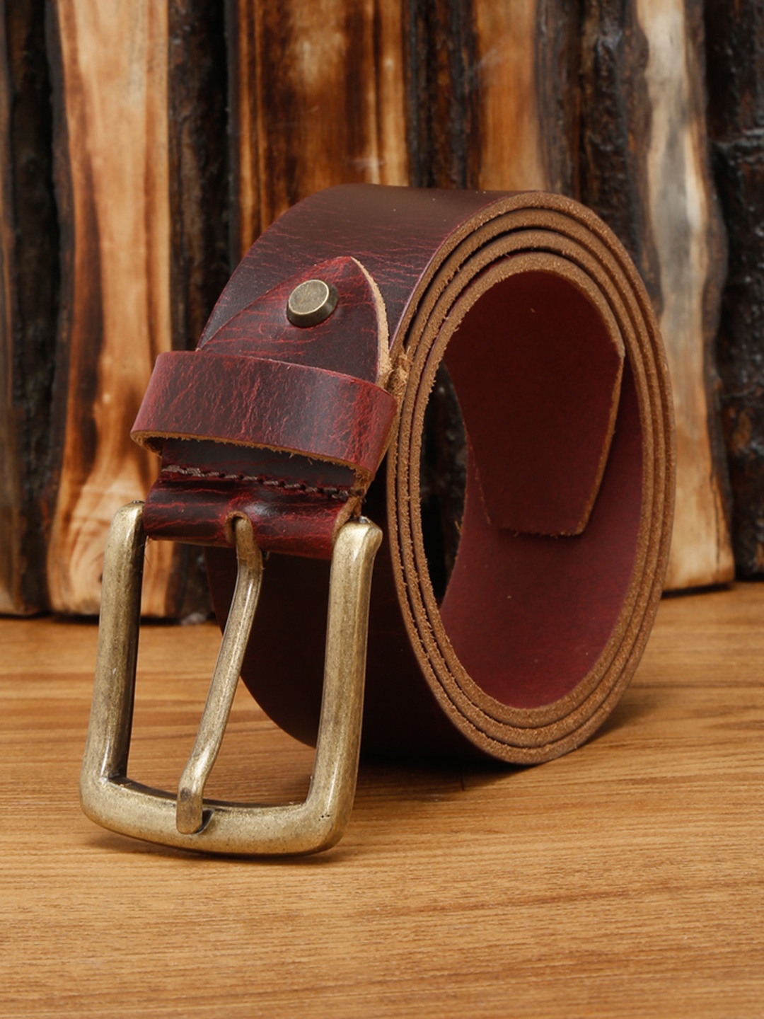 LOUIS STITCH Men Premium Leather Casual Belt, Red