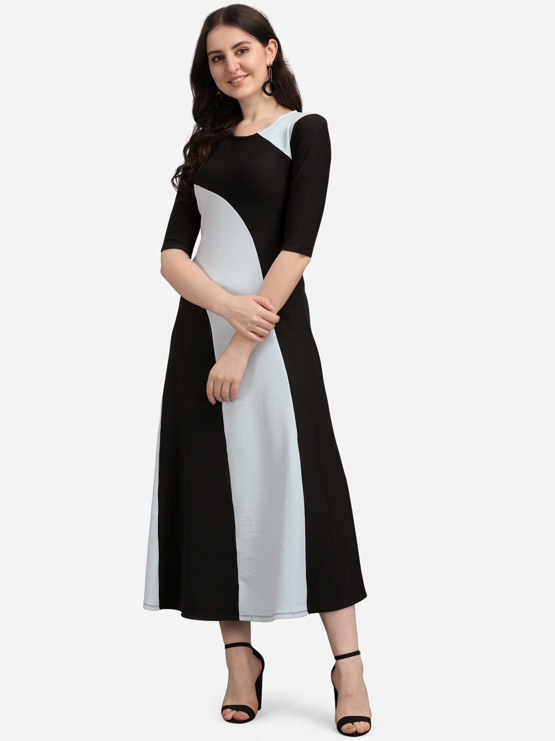 

PURVAJA Blue Colourblocked Midi Dress