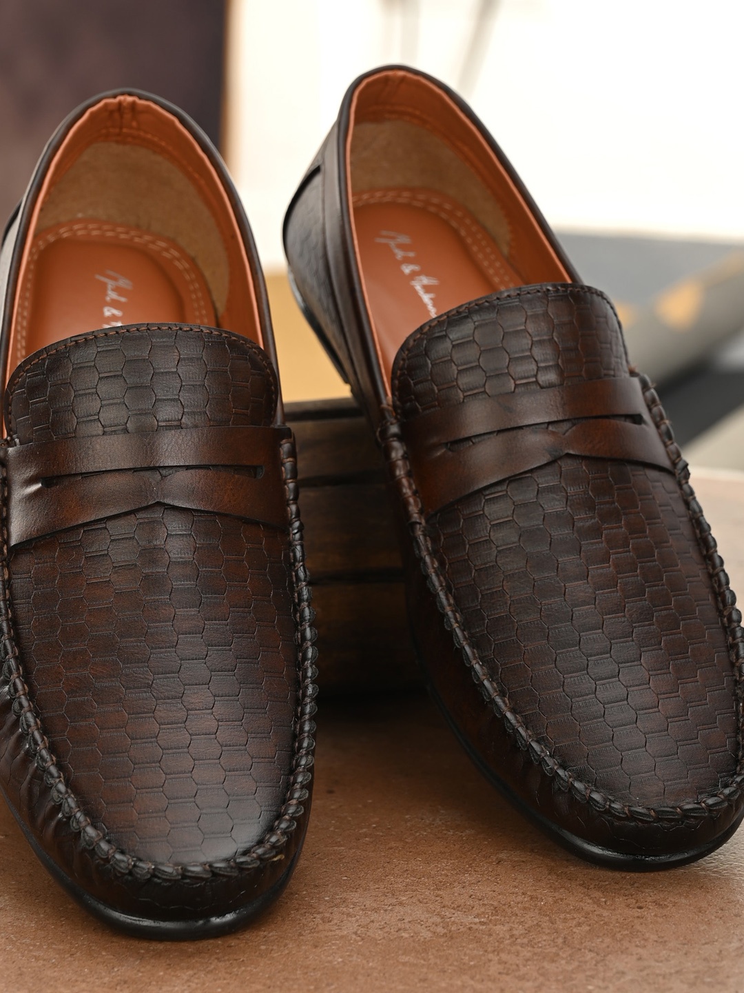 

Mast & Harbour Men Brown Textured Loafers