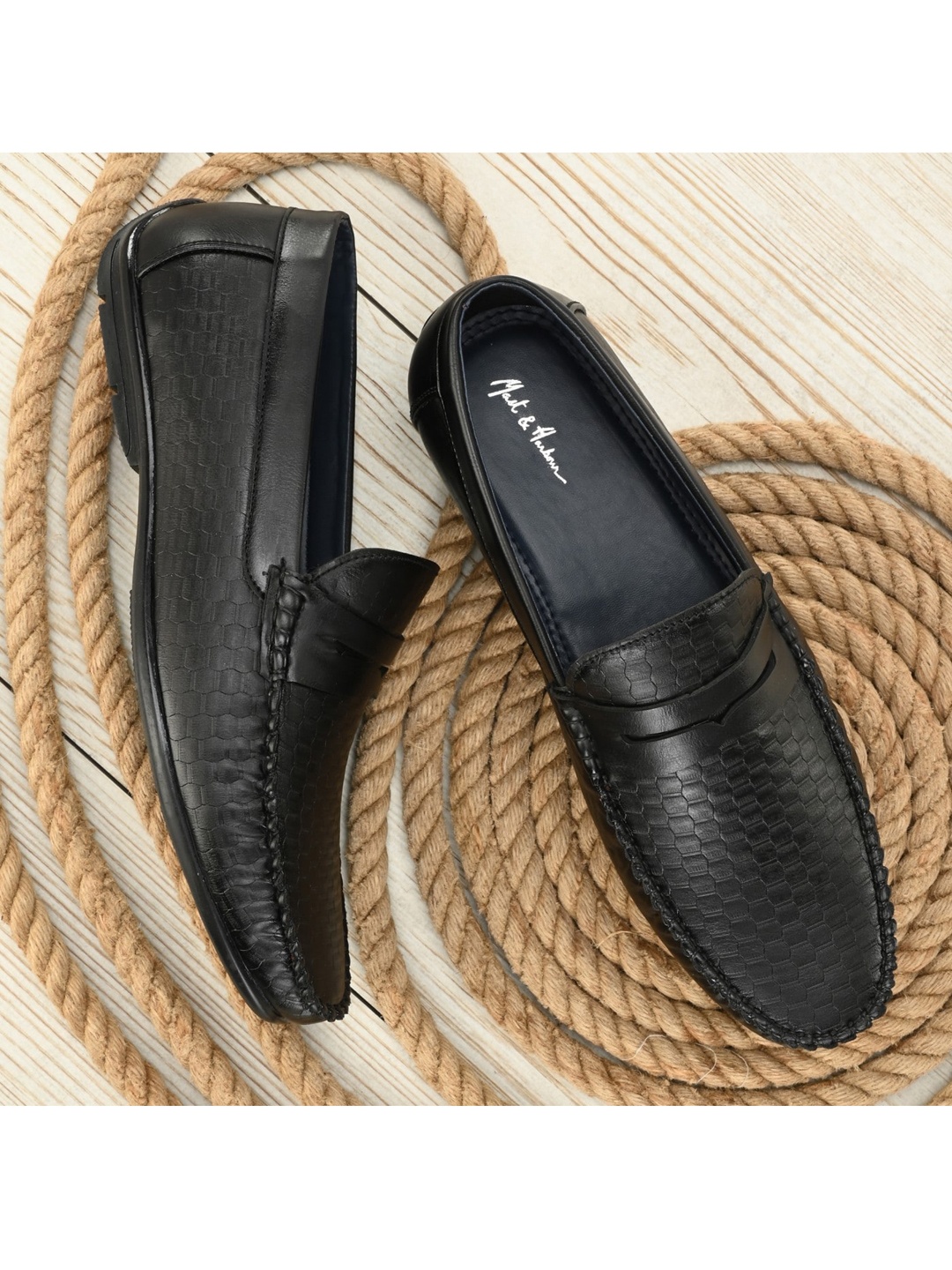 

Mast & Harbour Men Black Textured Loafers