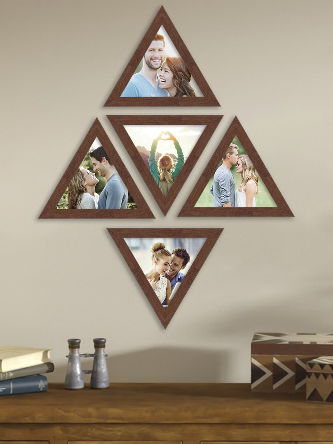 

Art Street Set Of 5 Brown Solid Individual Triangle Photo Frame