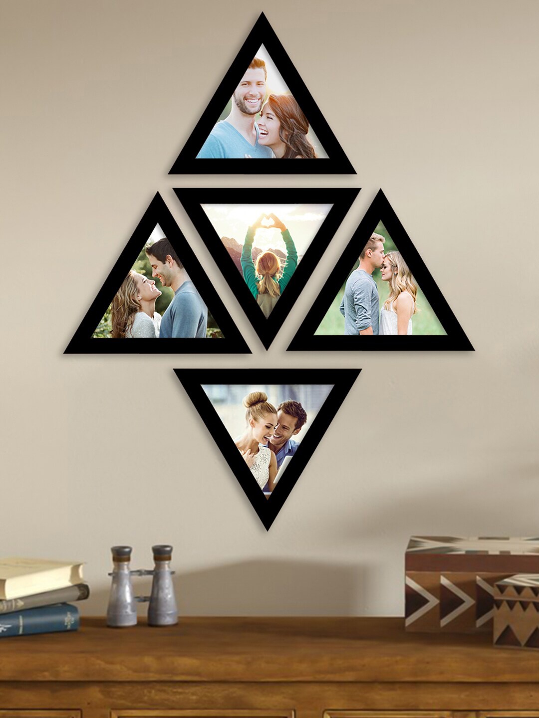 

Art Street Set Of 5 Black Solid Triangle Photo Frames