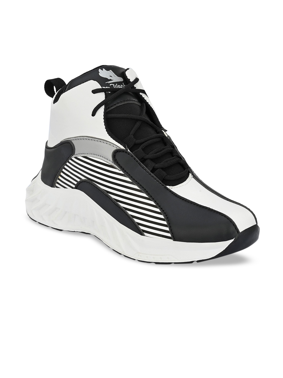 

mr wonker Men Black Woven Design High-Top Sneakers