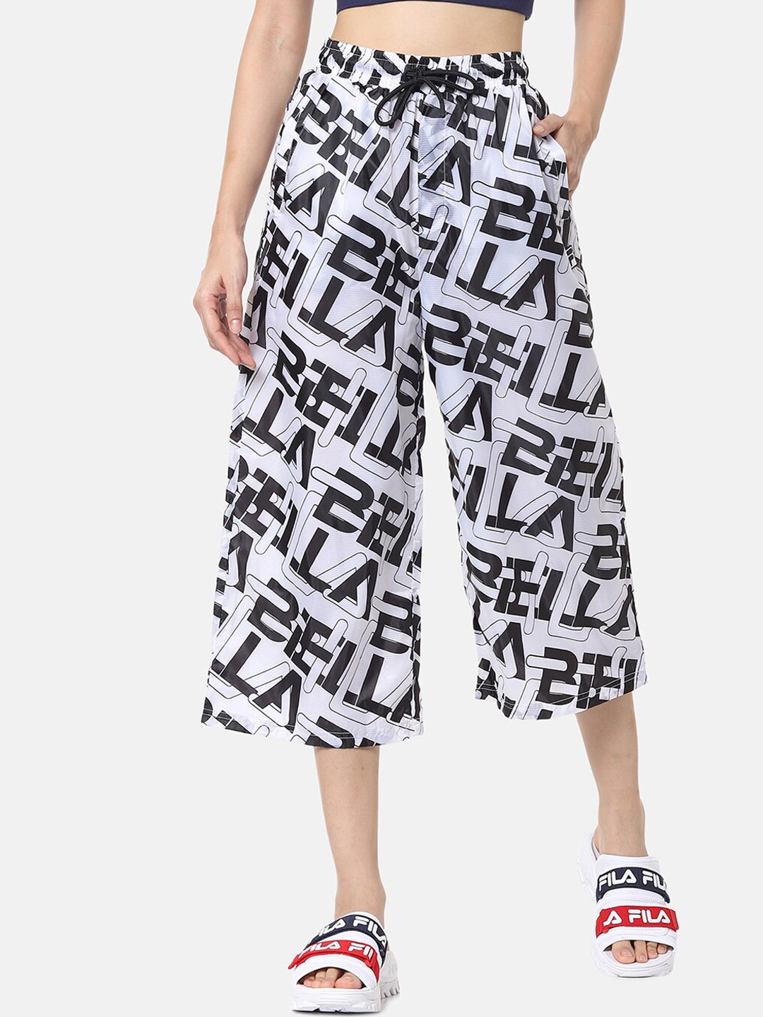

FILA Women White Printed Cropped Palazzos