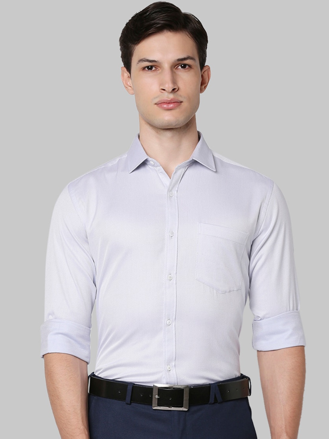 

Park Avenue Men Grey Slim Fit Opaque Cotton Formal Shirt