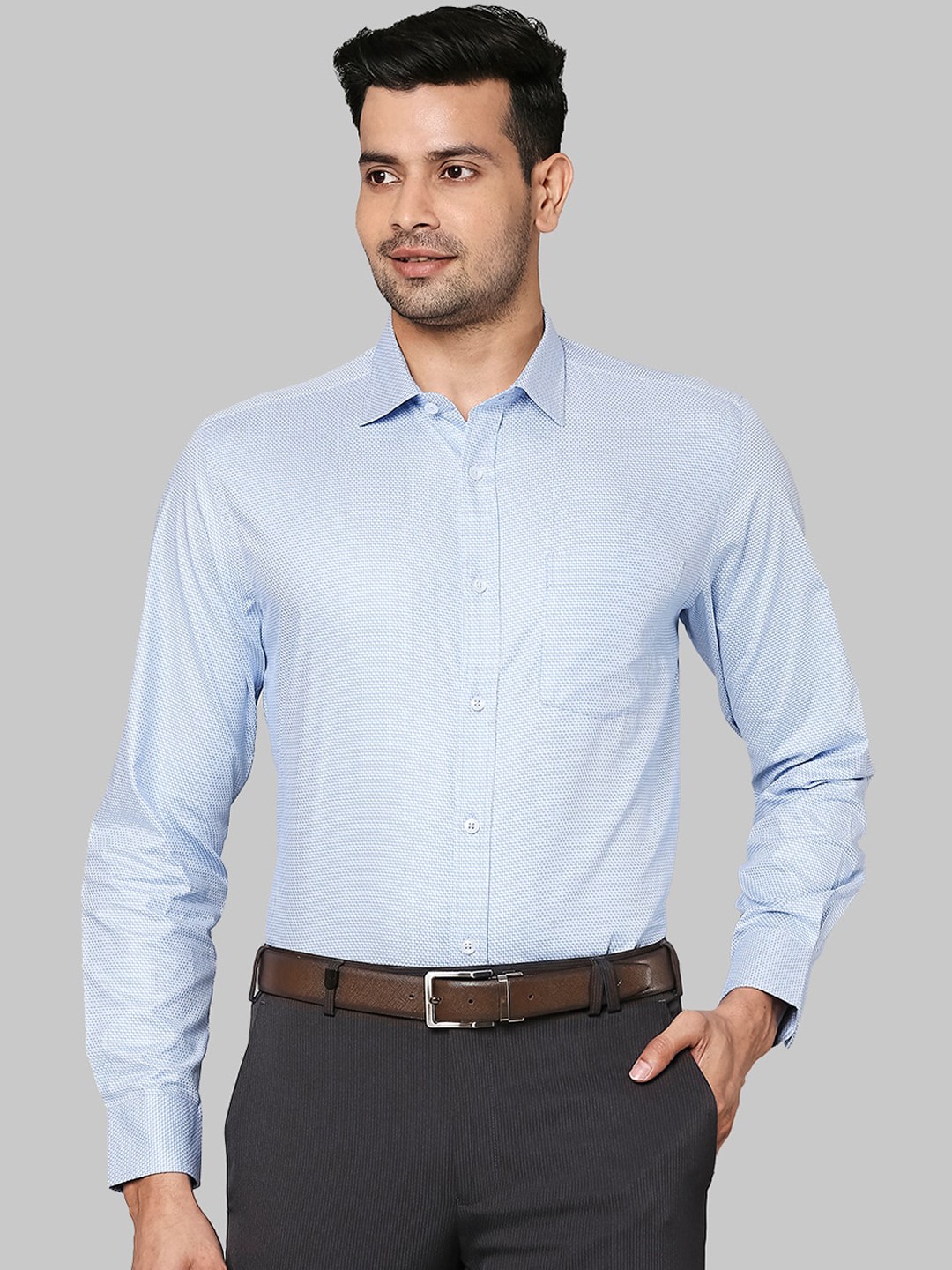 

Park Avenue Men Blue Opaque Striped Formal Shirt