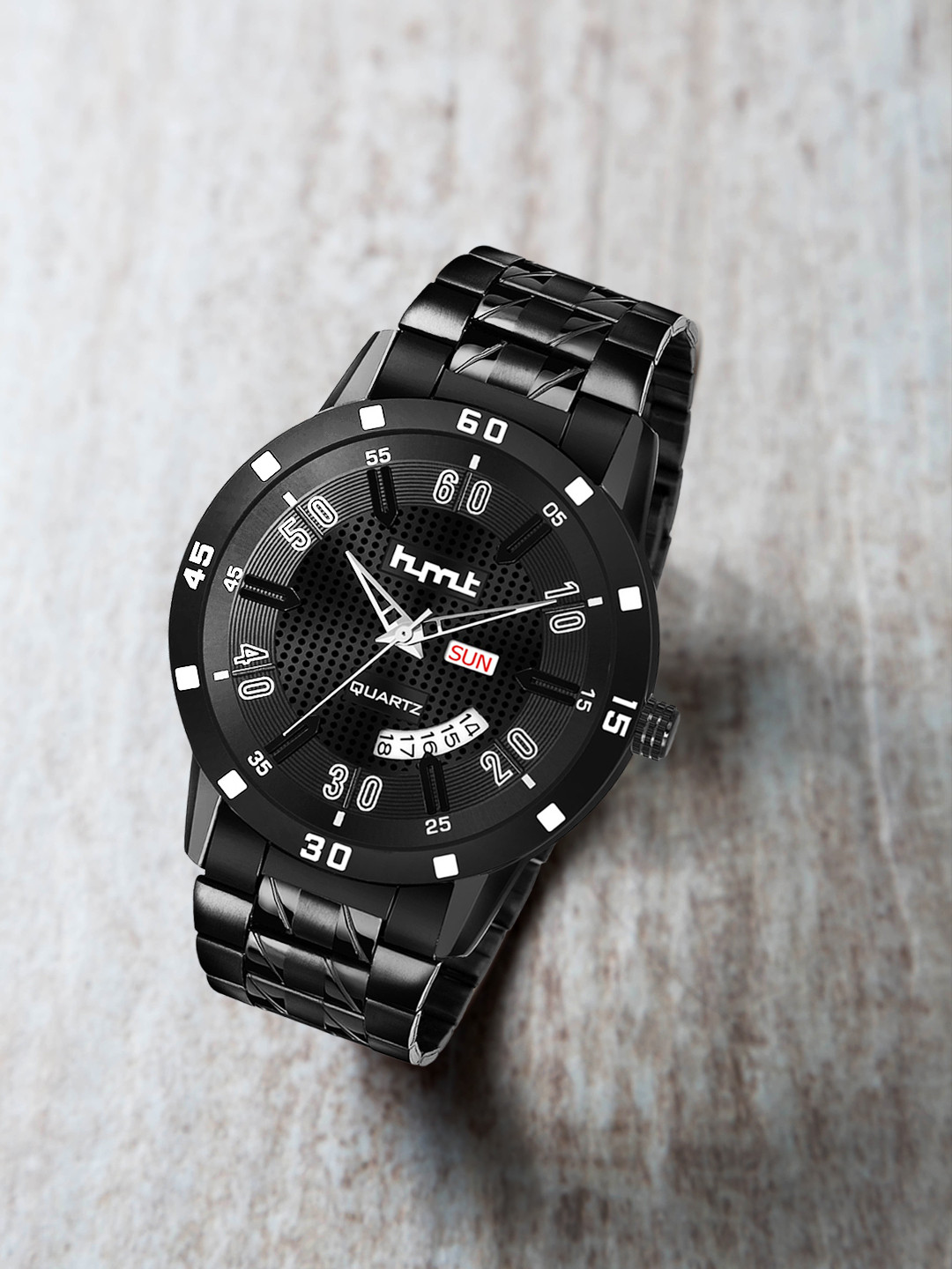 

HYMT Men Black Printed Dial & Stainless Steel Bracelet Style Analogue Watch HMTY-7001
